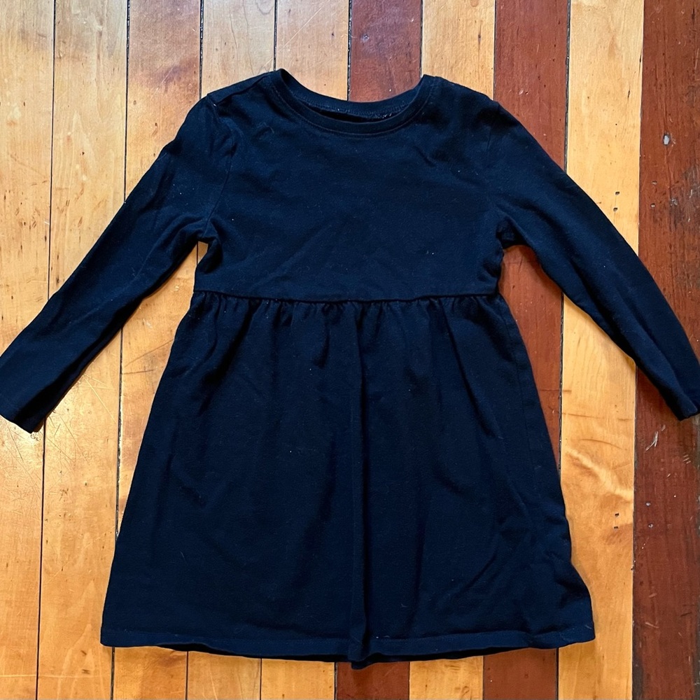 100% Cotton Black Long Sleeve Dress